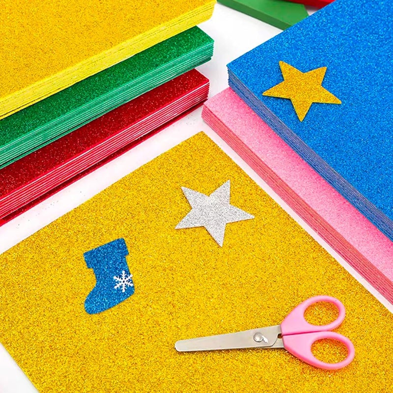 Mluchee 10 Sheets Glitter Paper Sheet for Crafts, A4 Cardstock Paper Self-adhesive Paper for New Year Thanksgiving Christmas Decor, Construction Scrapbook Decoration (Pink) - Image 4